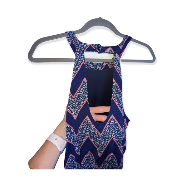 THREE PINK HEARTS BY TRIXXI Navy Blue & Coral Sleeveless Maxi Dress M - Picture 6 of 9